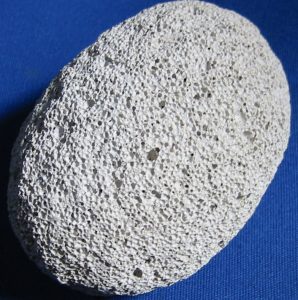 A pumice stone, a hardened froth of volcanic glass